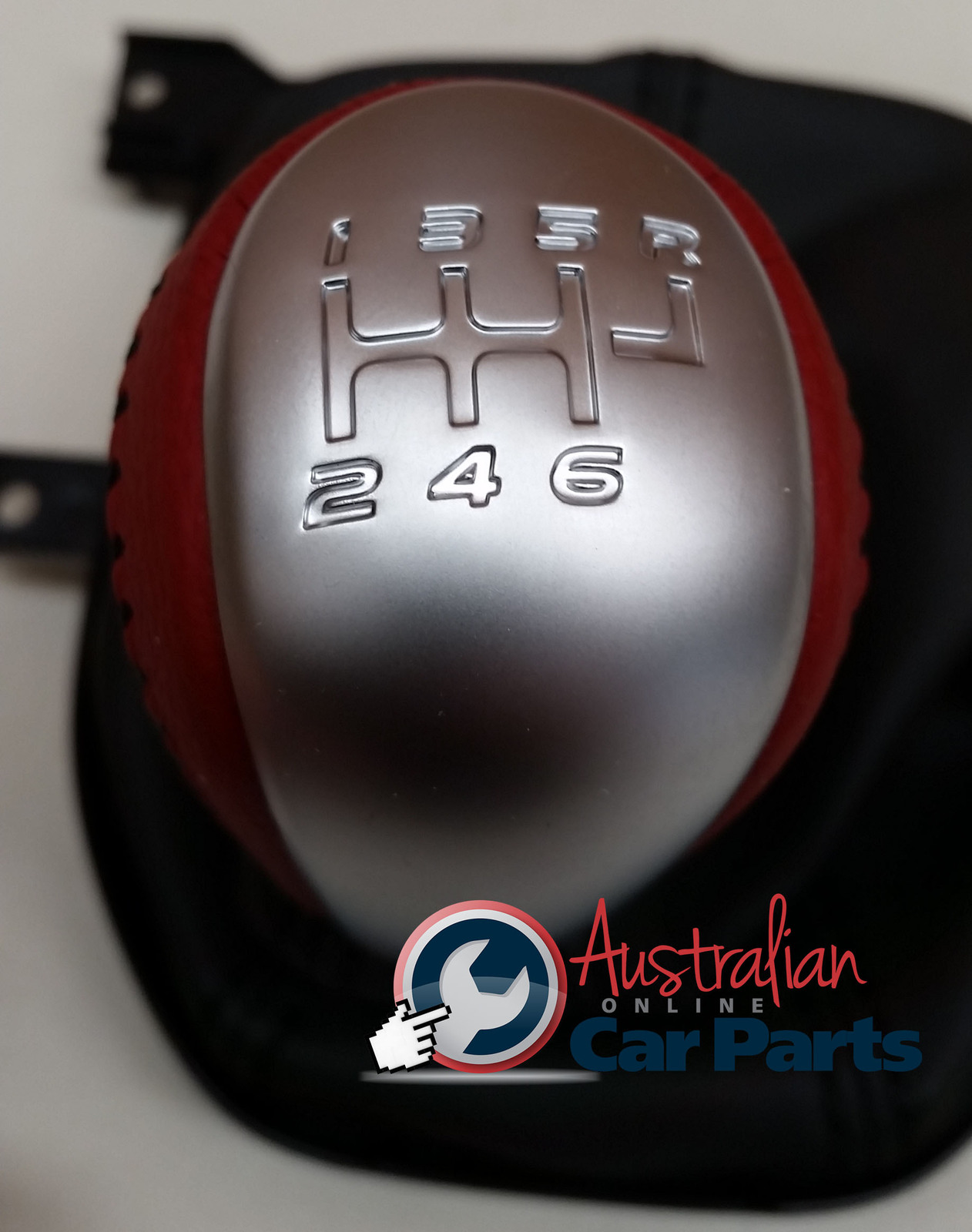 GEAR KNOB & BOOT LEATHER MANUAL RED HOT V8 6 SPD suitable for Holden