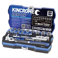 KINCROME LOK-ON™ Socket Set 19 Piece 3/8" Drive - Metric K27010