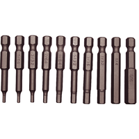 11 Piece SAE Tamper In-Hex Power Bits (1/4" Hex Long) T&E Tools 91121