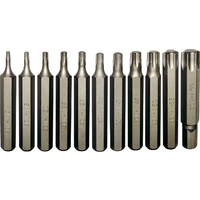 12Pc Torx-r Insert Bits (10mm Hex) T10-T60 75mm Long T&E Tools 91146