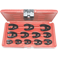 12 Piece SAE 3/8" & 1/2" Drive Flare Nut Crowsfoot Wrench Set T&E Tools 93912