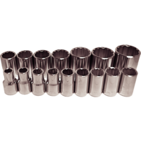 16 Piece 1/2" Drive Metric 12 Point Sockets T&E Tools 94316