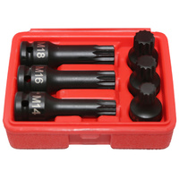 6 Piece Multi-Spline Impact Socket Set T&E Tools TX030