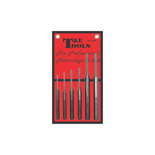 6 Piece Pin Punch Set (In Vinyl Wallet) T&E Tools 8266