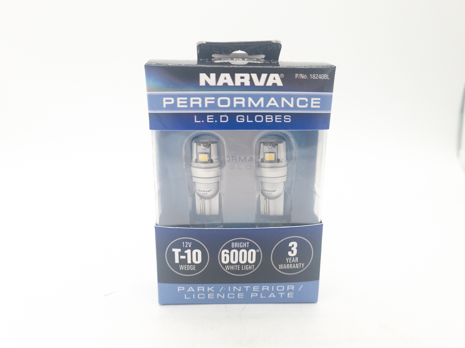 Led Globes 12V T10 Wedge Pair (2) Narva 18240BL