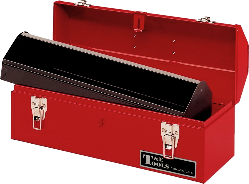 19" Portable Metal Tool Box With Tote Tray T&E Tools 50120