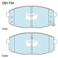 Brake Disc Pad Set Front Bendix DB1754 GCT For HYUNDA i30 FD 1.6L 2L GD 1.6L KIA CERATO LD2L TD 1.6L 2L