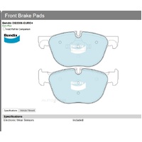 Brake Pads Euro+ Bendix DB2006EURO+ for BMW X5 F15 SAV xDrive 35i 3.0LTP T N55B30A