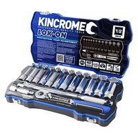 KINCROME LOK-ON™ Socket Set 28 Piece 1/2" Drive - Metric K27021