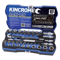 KINCROME LOK-ON™ Socket Set 44 Piece 1/4" & 3/8" Drive - Metric & Imperial  K27031