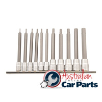 KINCROME Hex Socket Set Long Series 11 Piece 1/4 & 3/8 Drive Imperial 100MM K5224
