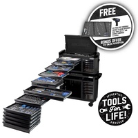 KINCROME CONTOUR® Tool Workshop 551 Piece 22 Drawer Wide 1/4, 3/8 & 1/2" Drive - Black Series P1810MB