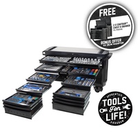 KINCROME CONTOUR® Tool Trolley 403 Piece 20 Drawer Extra-Wide 1/4, 3/8 & 1/2" Drive - Black Series P1815MB