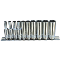 SP Tools Socket Rail 1/4 Drive 12 Point 10 Piece Metric Deep SP20142 
