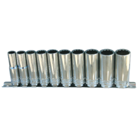 SP Tools Socket Rail 3/8" Drive Deep 12 Point 10 Piece Metric SP20240 