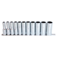 SP Tools Socket rail 1/2 Drive Deep 12 Point 12 Piece Metric SP20340