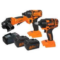 SP Tools Brushless Combo 1/2' Dr Impact Wrench 5' Cut Off/Angle Grinder 1/4' Hex Impact Driver 18v 5Ah Kit SP82233