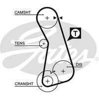 Timing Belt Gates T262 for Volkswagen Transporter 70E, 70L, 70M, 7DE, 7DL, 7DM C/Chassis 2.0 Petrol AAC