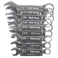 9 Piece  SAE Stubby Combination Wrench Set T&E Tools 13009S