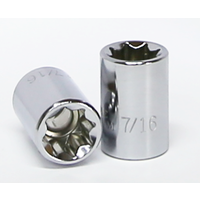 7/16" x 3/8" Drive Standard SAE Socket (8 Point) T&E Tools 13114