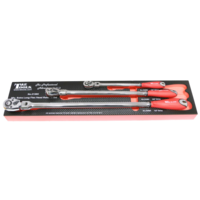 Flex-Head Extra Long Ratchet 3Pc Set T&E Tools 21585 1/4" 3/8" 1/2" Drive