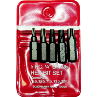 5 Piece 1/4" Hex Torx Bit Set T&E Tools 31704