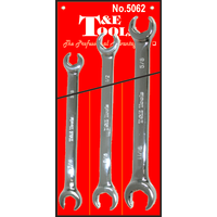 3 Piece SAE Flare Nut Wrench Set T&E Tools 5062