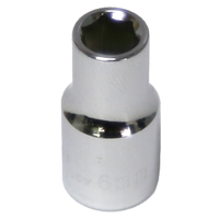 6mm x 1/4"Drive Sockets (Metric Sizes 6 & 12 Point) T&E Tools 52206