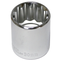 30mm x 1/2" Drive Standard Socket (12 Point) T&E Tools 54330