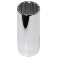 24mm x 1/2" Drive Deep Socket (12 Point) T&E Tools 54524