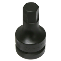 24mm Metric In-Hex Impact Sockets 1" Drive x 100mm Length T&E Tools 86924
