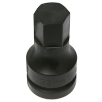 32mm Metric In-Hex Impact Sockets 1" Drive x 100mm Length T&E Tools 86932