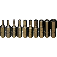 11 Piece SAE Tamper In-Hex Insert Bits (1/4" Hex Short) T&E Tools 91110