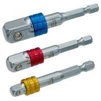  Power Drill Adaptor Set 3Pc. 1/4", 3/8", 1/2"  Square Drive to 1/4" Hex T&E Tools TE-91903