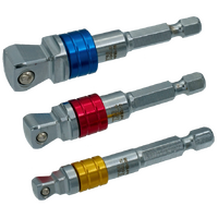 Power Drill Adaptor Set 3Pc. 1/4", 3/8", 1/2" Wobble Square Drive to 1/4" Hex P 
