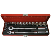 22 Piece 3/8" Drive Metric Socket Set (6 Point) T&E Tools 93221