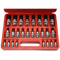 26 Piece SAE & Metric In-Hex Socket Set T&E Tools 94126