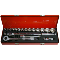 T & E Tools 20 Piece 1/2" Drive Standard Metric Socket Set (6 Point) 94221