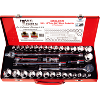 36 Piece 1/2" Drive SAE & Metric Socket Set (6 Point) T&E Tools 94639