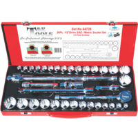 36 Piece 1/2" Drive SAE & Metric Socket Set (12 Point) T&E Tools 94739