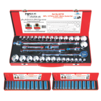 60 Piece 1/2" Drive Master Socket Sets (12 Point) T&E Tools 94767