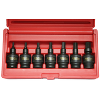 7Pc. 3/8"Dr. Metric Universal In-Hex Impact Socket Set 4 - 12mm T&E Tools 97389