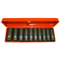 10 Piece 1/2" Drive SAE Deep Impact Sockets T&E Tools 97410L