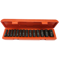 14Pc. 1/2"Dr Deep Metric Impact Socket Set 10-32mm T&E Tools 98414L