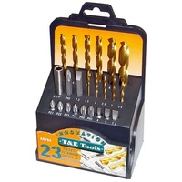 23 Piece Titanium Drill & Bit Set T&E Tools A8764