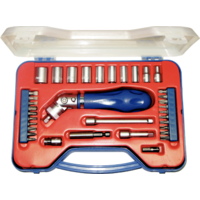 36 Piece 1/4"Drive Metric Socket & Bit Set T&E Tools CL136