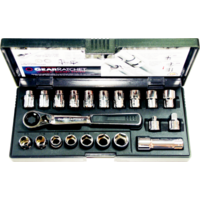 M20 Hollow Drive SAE & Metric Gear Ratchet Socket 21 Piece Set T&E Tools GR20300