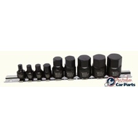 9Pc. 1/4" & 3/8"Dr. Metric In-Hex Stubby Impact Sockets 6 - 19mm T&E Tools S79309M