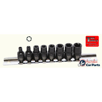 8Pc. 1/4"Dr. E Series Impact Sockets E4 - E12 T&E Tools S96200