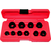 10 Piece Hexagonal Hole-Thru Metric Impact Twist Sockets T&E Tools T1033